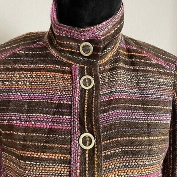 Etcetera Henry Tweed Jacket Brown Pink Orange Coat Jacket Size 8 - Picture 12 of 13